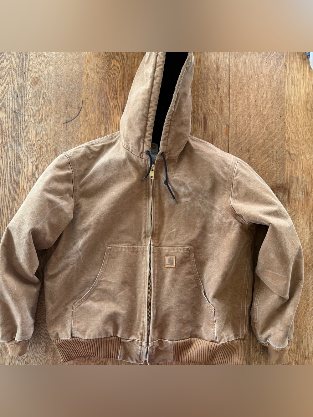 Carhartt Brown Hooded Canvas Zip Jacket